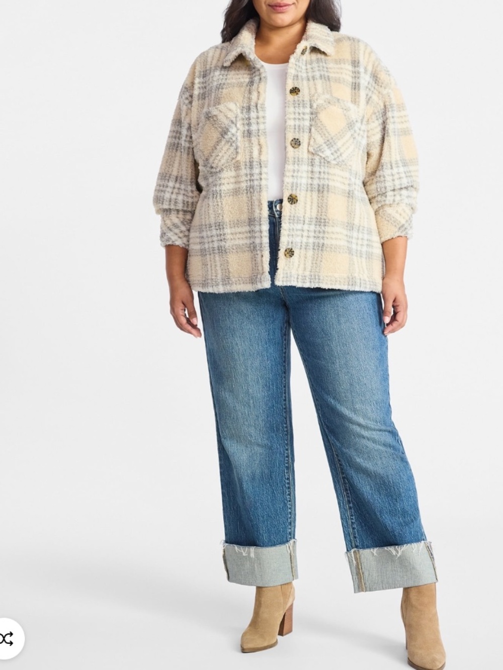 Terra and Sky Women’s Plus Whipped Cream Combo Buttoned Shacket Size 3X NWT - Picture 6 of 6